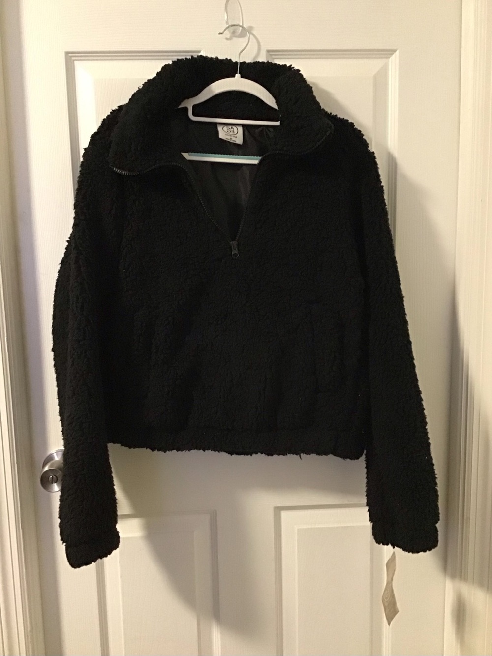 Cozy Black Sherpa Half-Zip Turtleneck Pullover